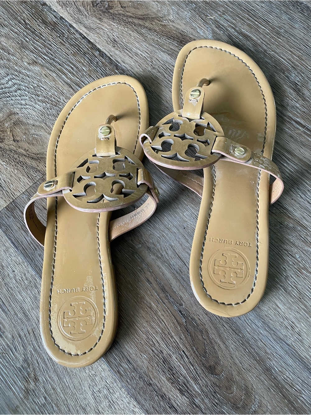 Tory Burch - Miller Sandals in Patent Tan - Size 8 - Picture 2 of 6